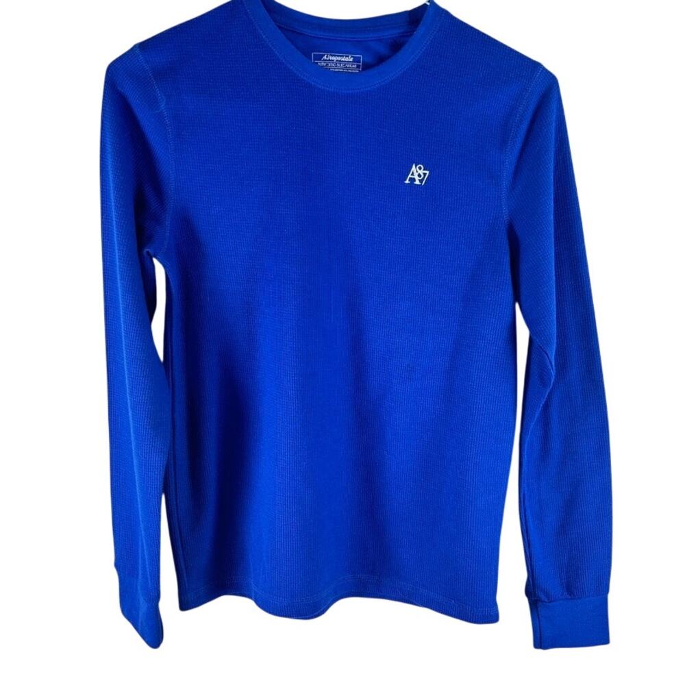 Aeropostale A87 Royal Blue Waffle Knit Sleepwear Long Sleeve Men's Small